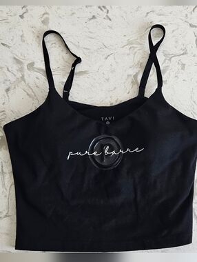 Tavi Pure Barre Black Cami Bra Cropped Tank Small NWT